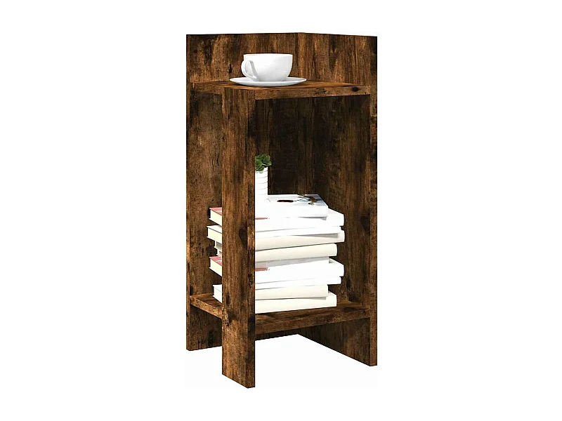 Tables d'appoint 2 pcs avec étagère chêne fumé 25,5x27x60 cm