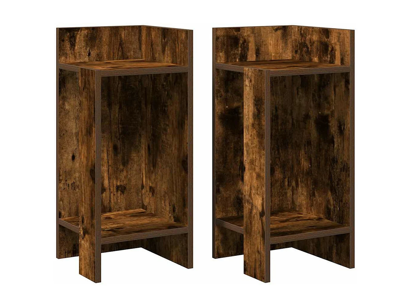 Tavolini Laterali 2 pz con Ripiano Rovere Fumo 25,5x27x60 cm