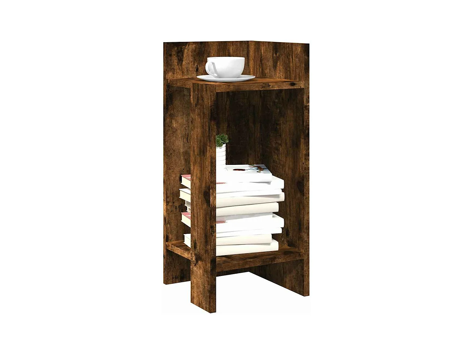 Tables d'appoint 2 pcs avec étagère chêne fumé 25,5x27x60 cm