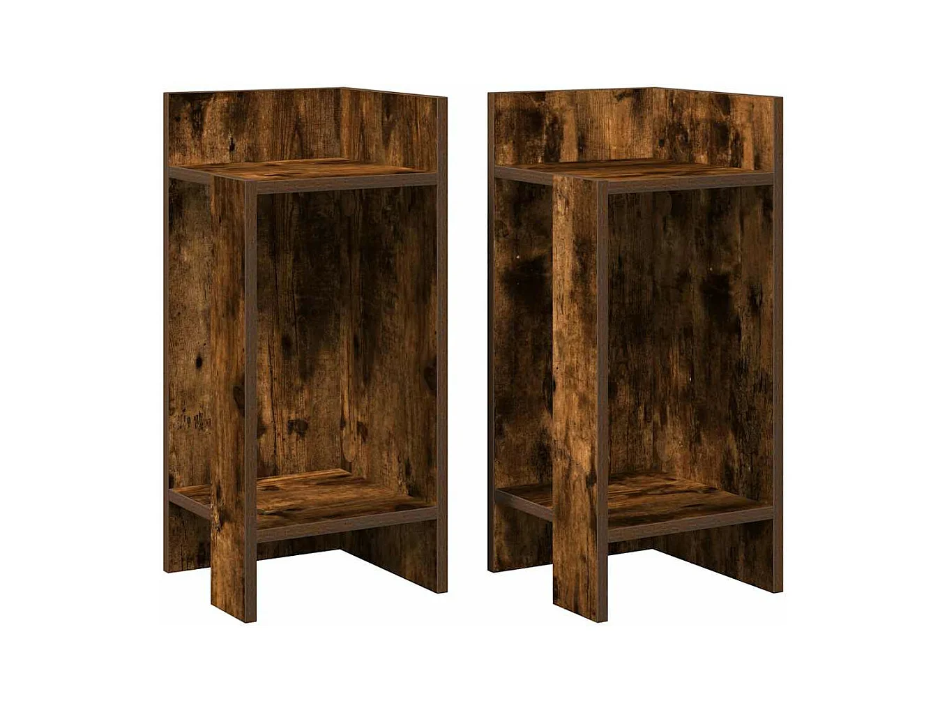 Tables d'appoint 2 pcs avec étagère chêne fumé 25,5x27x60 cm