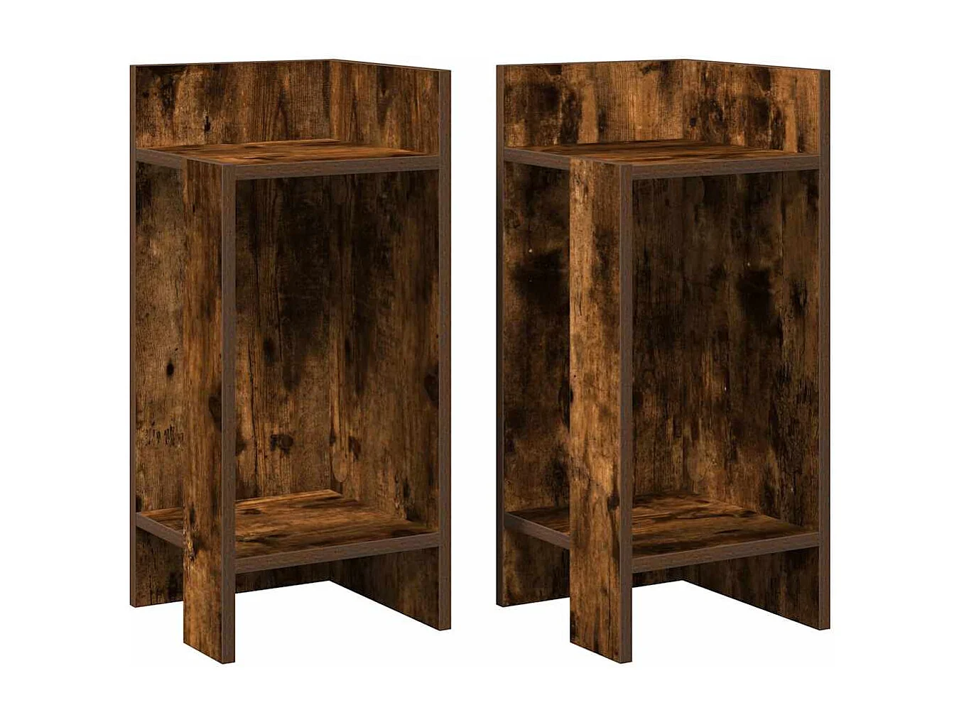 Tables d'appoint 2 pcs avec étagère chêne fumé 25,5x27x60 cm