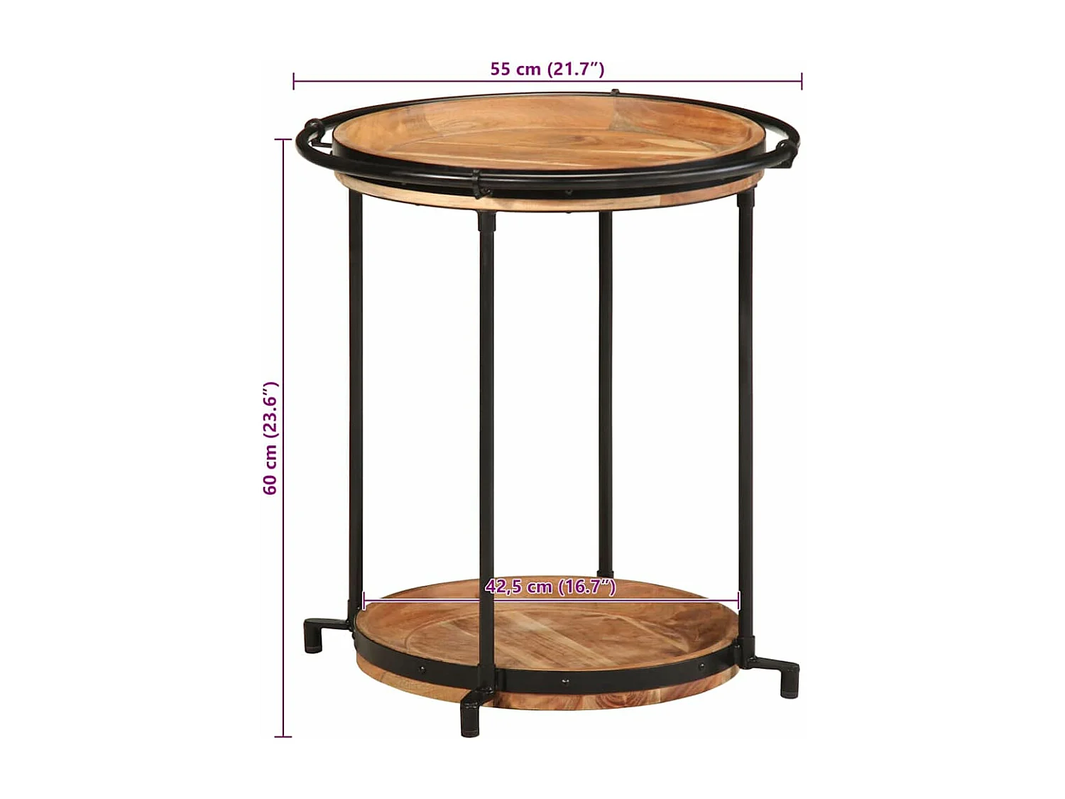 Beistelltisch Ø55x60 cm Massivholz Akazie