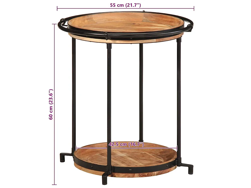 Bijzettafel Ø55x60 cm massief acaciahout