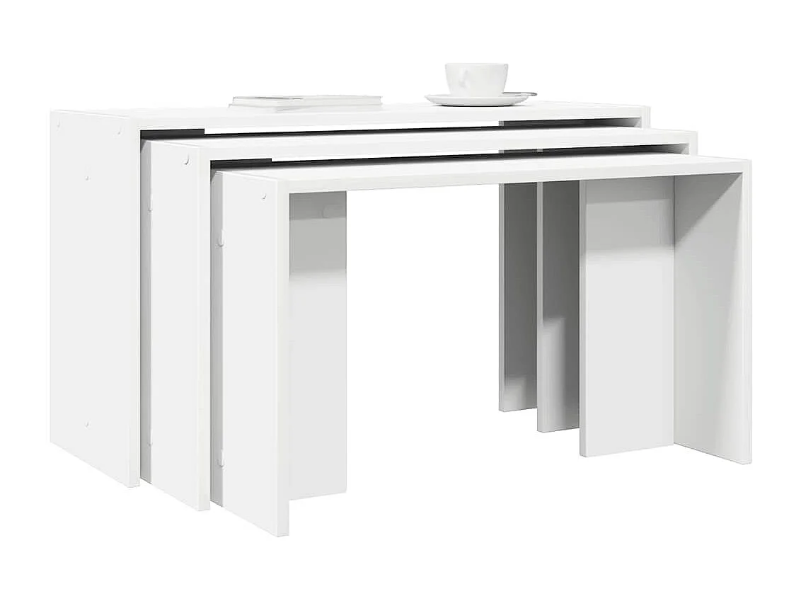 Tables gigognes 3 pcs blanc bois d'ingénierie