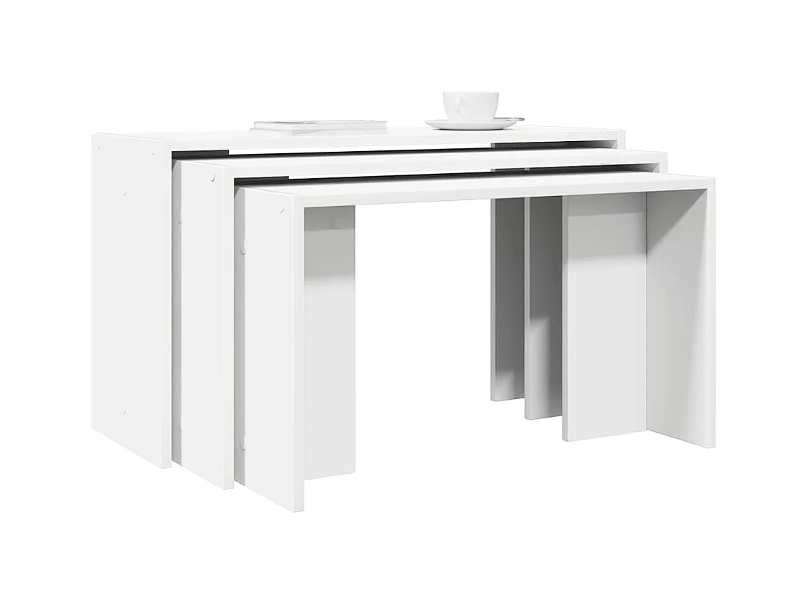 Tables gigognes 3 pcs blanc bois d'ingénierie