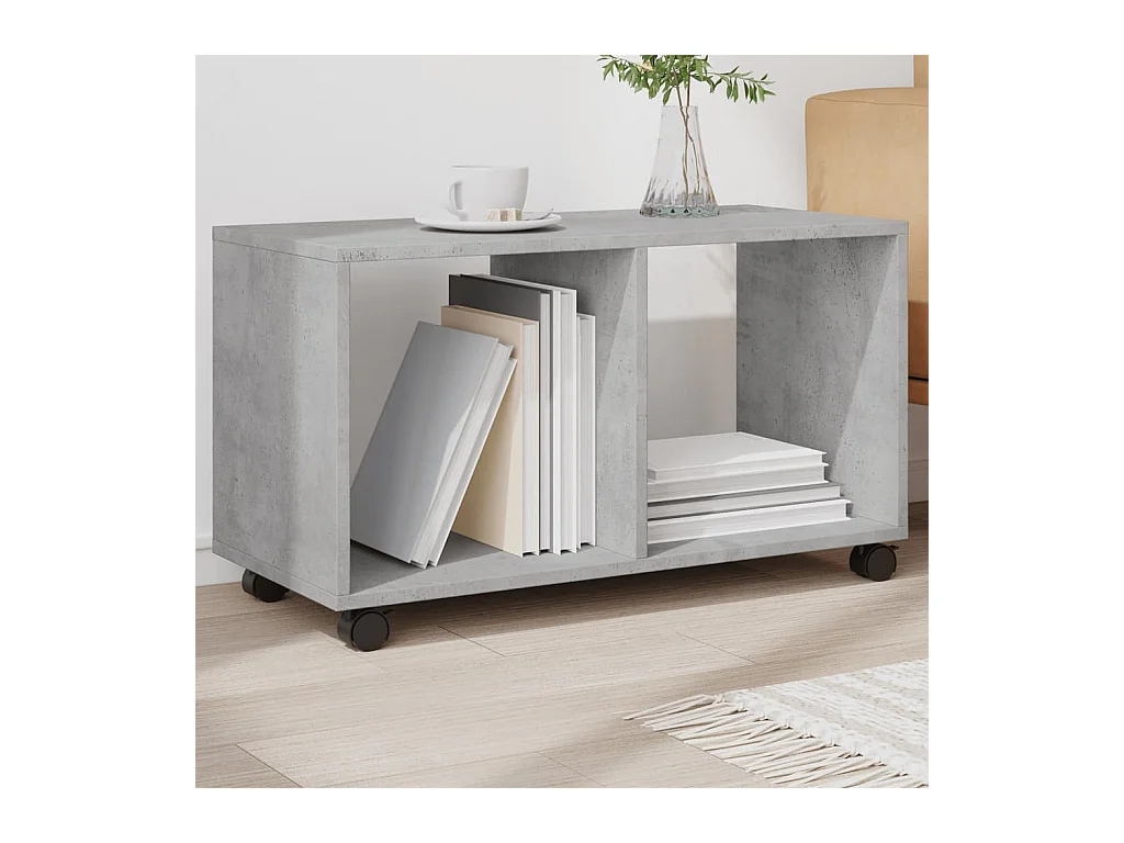 Mobiletto con Ruote Grigio Cemento 72x33x42,5 cm in Truciolato