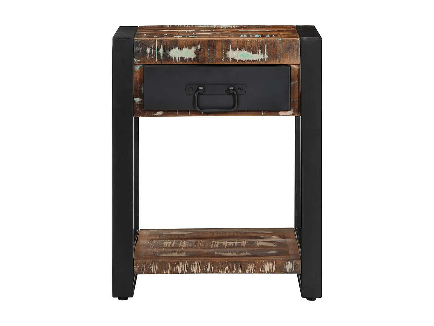 Table d'appoint multicolore 40x40x50cm bois récupération massif