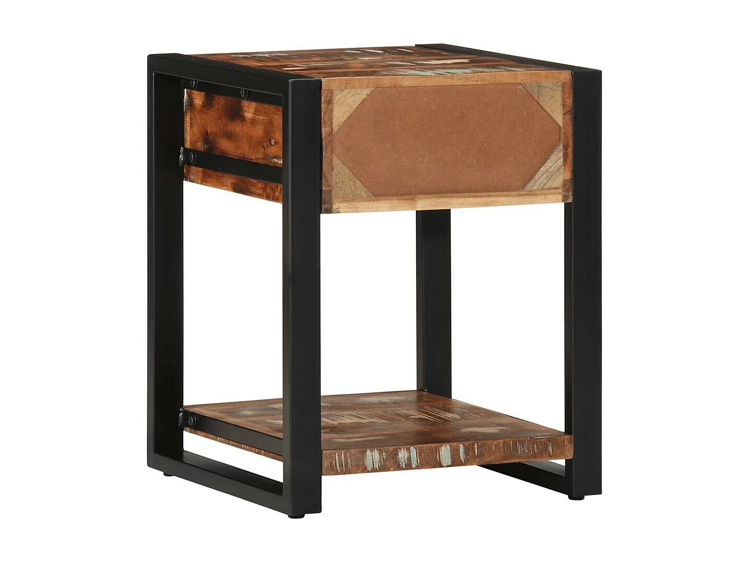 Table d'appoint multicolore 40x40x50cm bois récupération massif