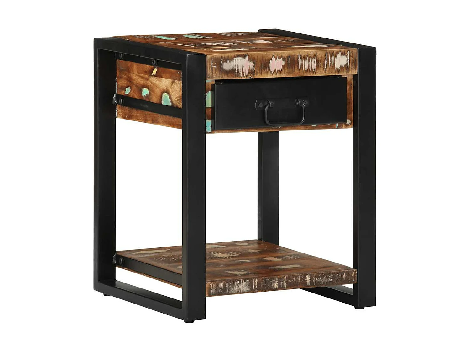 Table d'appoint multicolore 40x40x50cm bois récupération massif
