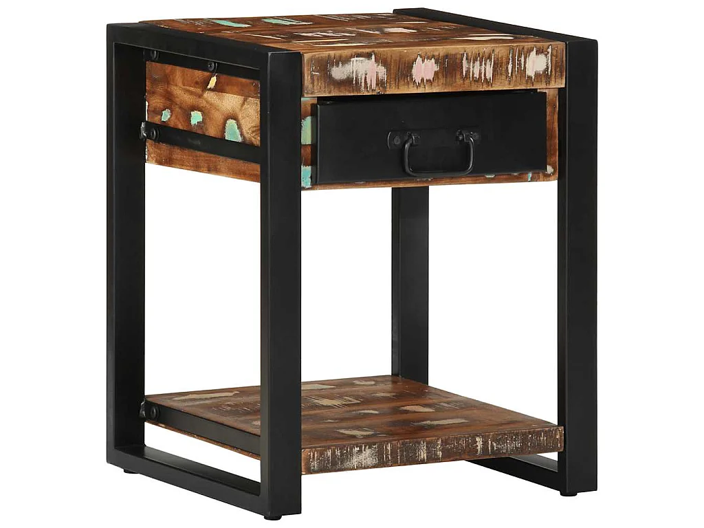Tavolino Multicolore 40x40x50 cm in Legno Massello Recupero