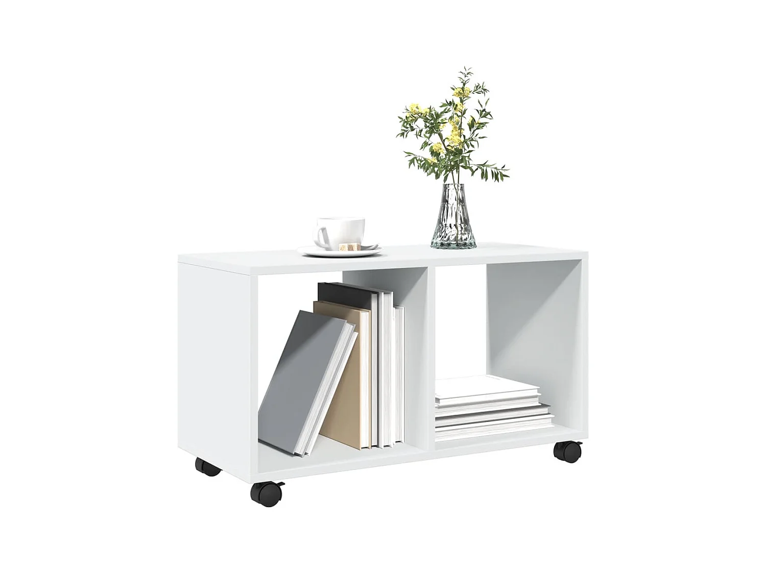 Armoire à roulettes blanc 72x33x42,5 cm bois d'ingénierie