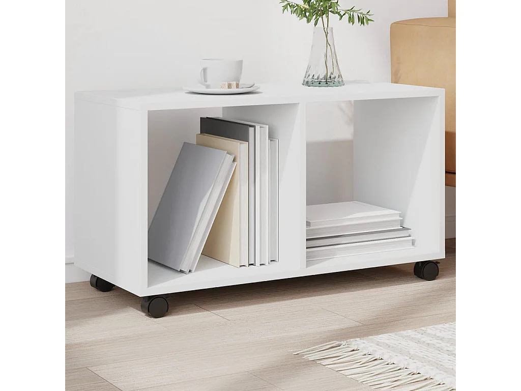 Armoire à roulettes blanc 72x33x42,5 cm bois d'ingénierie