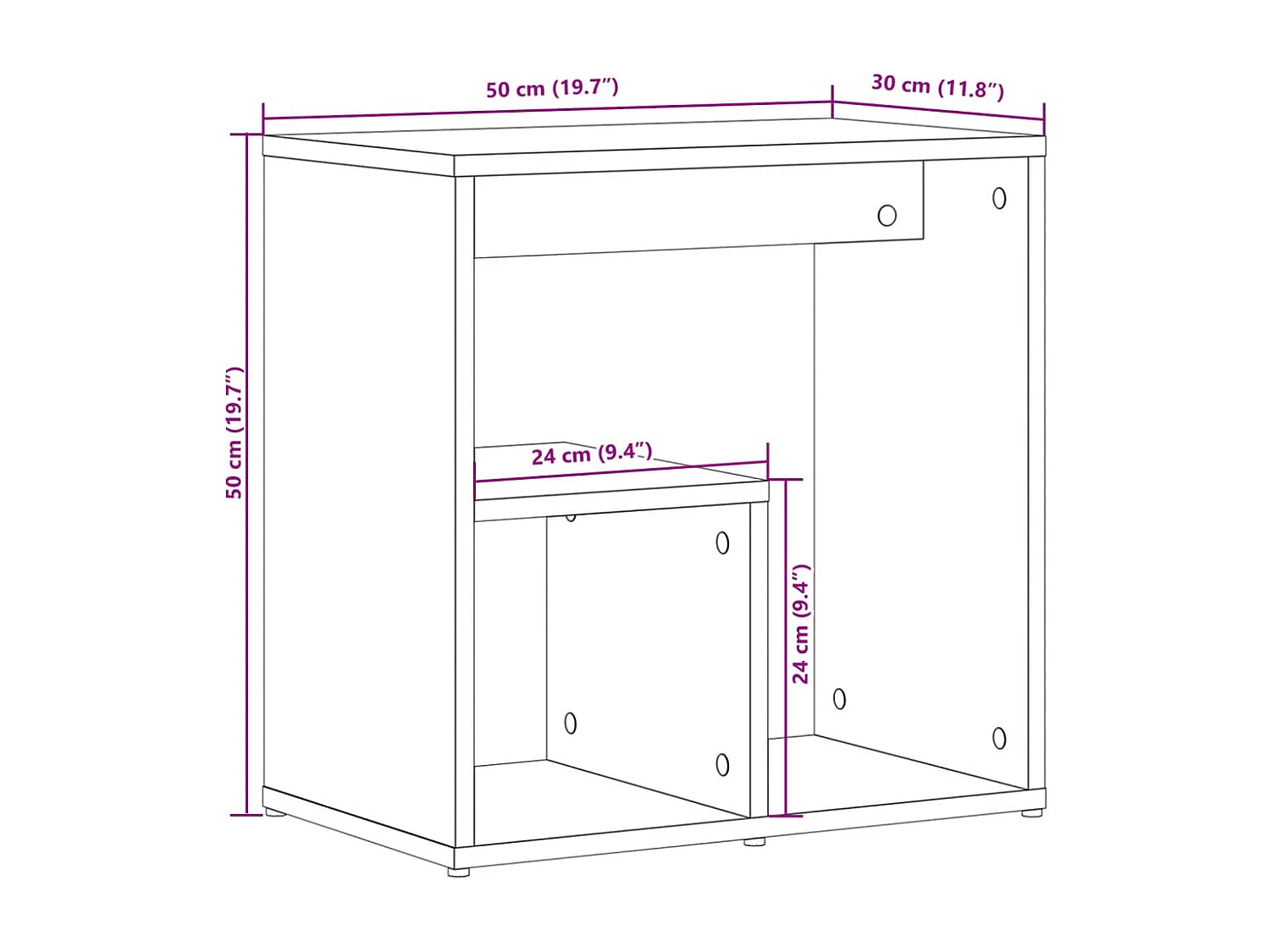 Bijzettafels 2 st 50x30x50 cm bewerkt hout wit