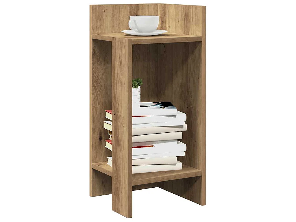 Tavolini Laterali 2pz con Ripiano Rovere Artigianale