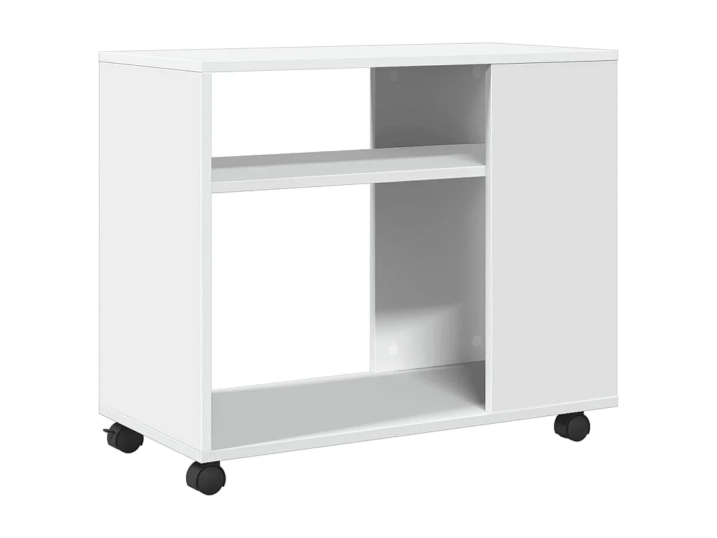 Mesa auxiliar con ruedas madera ingeniería blanco 70x35x60 cm
