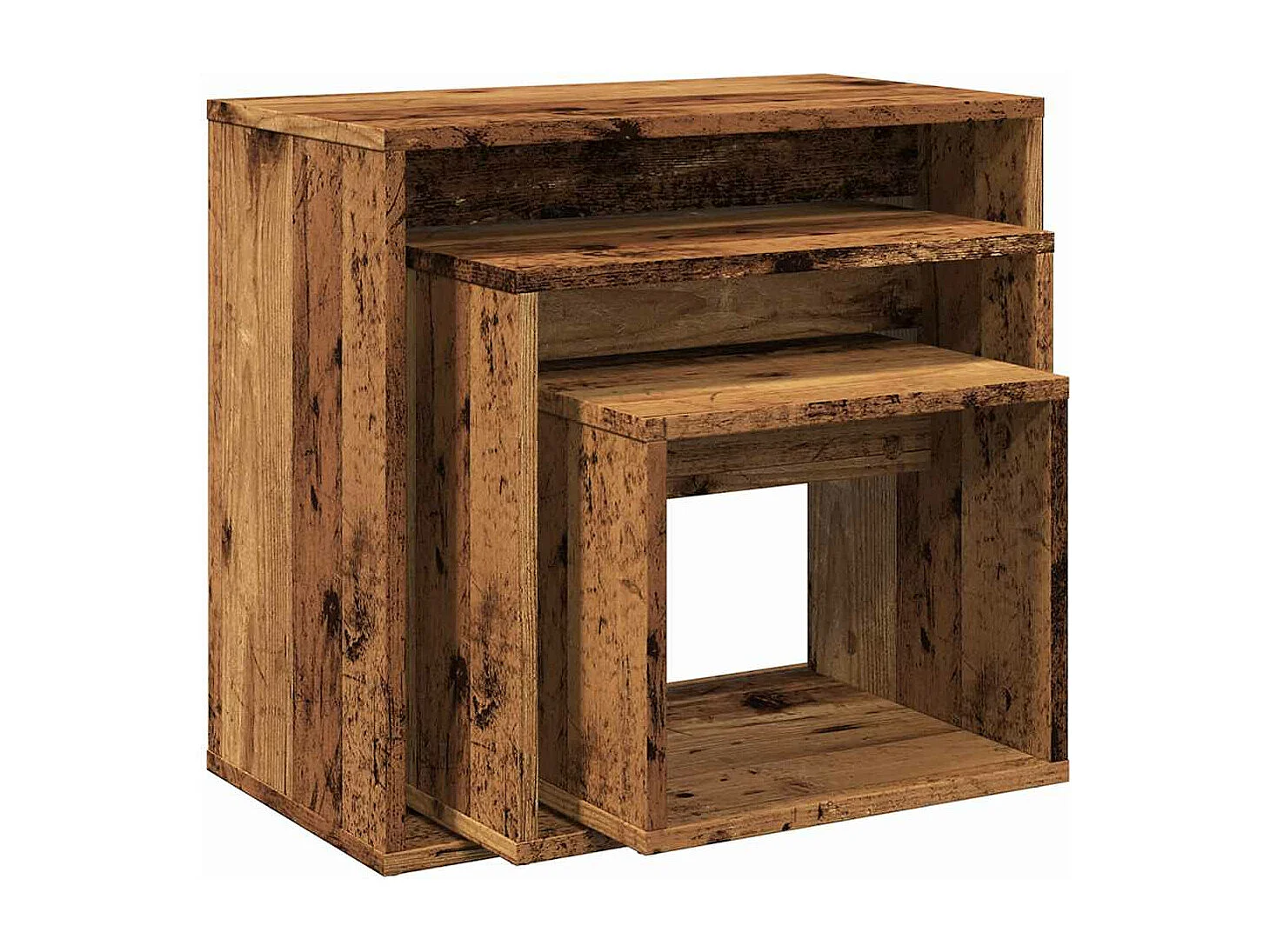 Satztische 3 Stk. Altholz-Optik Holzwerkstoff
