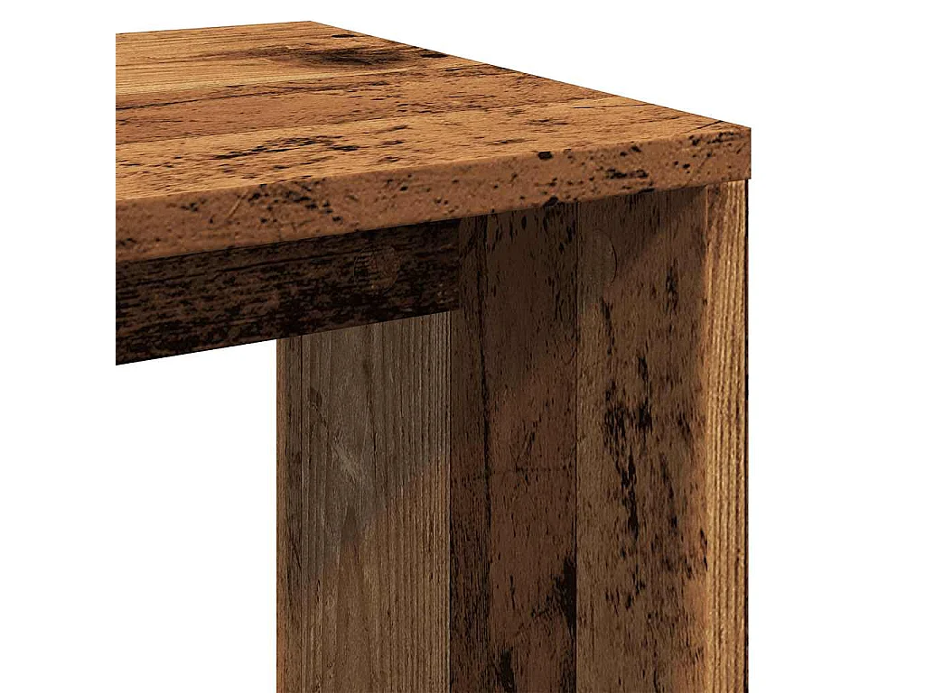 3-delige Tafeltjesset bewerkt hout oud houtkleurig