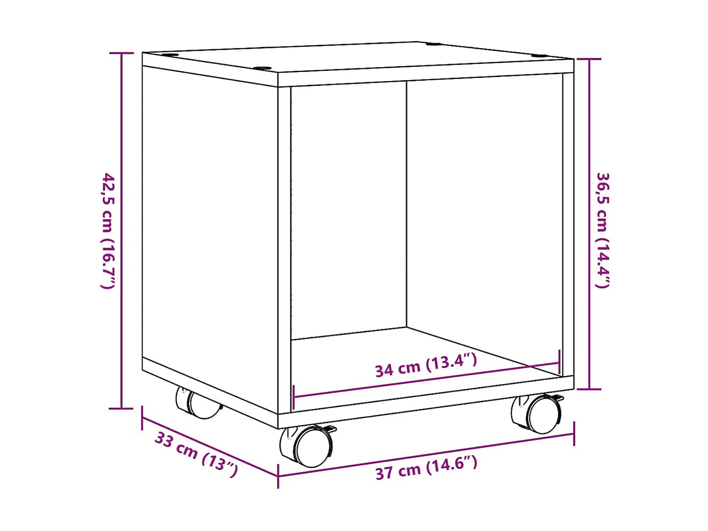 Armoire roulante sonoma gris 37x33x42,5 cm bois d'ingénierie