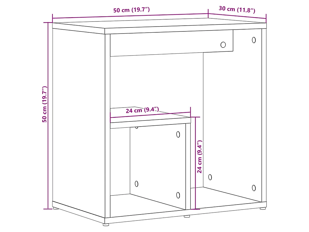 Tavolini 2pz Grigio Cemento 50x30x50 cm in Legno Multistrato