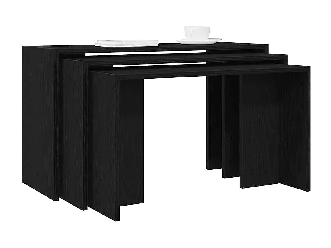 Tables gigognes 3 pcs noir bois d'ingénierie