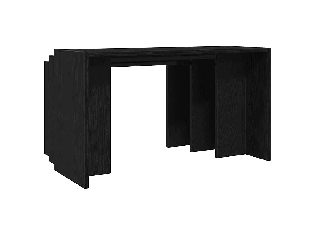 Mesas apilables 3 piezas madera contrachapada negro