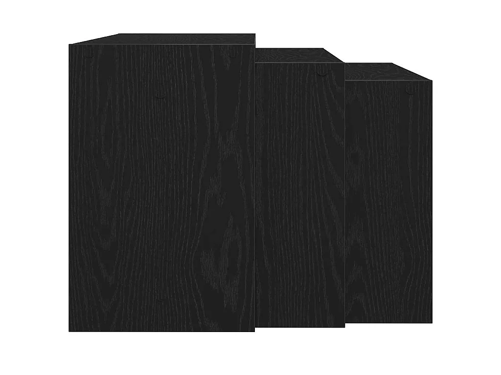 Mesas apilables 3 piezas madera contrachapada negro