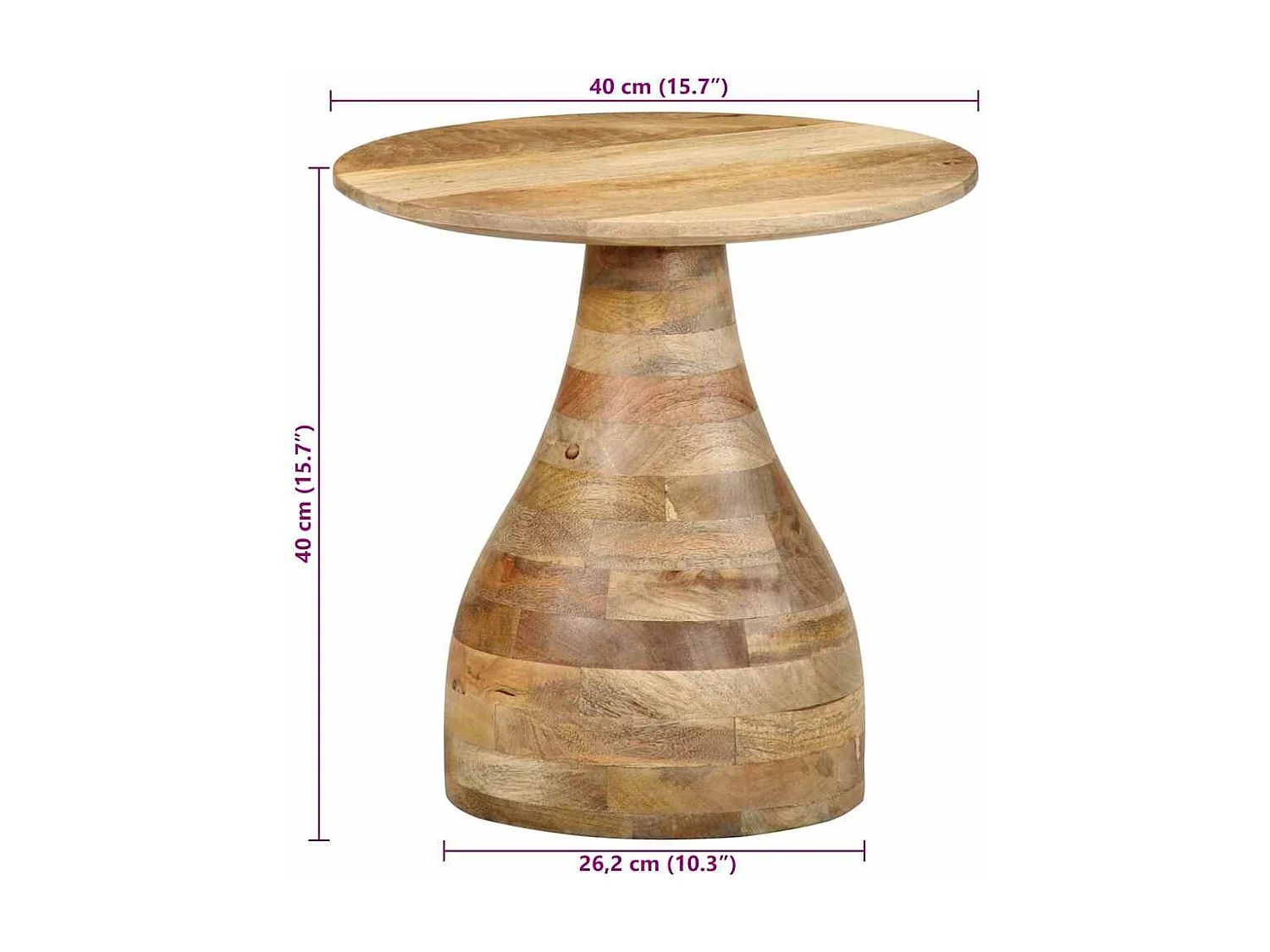 Table d'appoint Ø40x40 cm bois de manguier massif