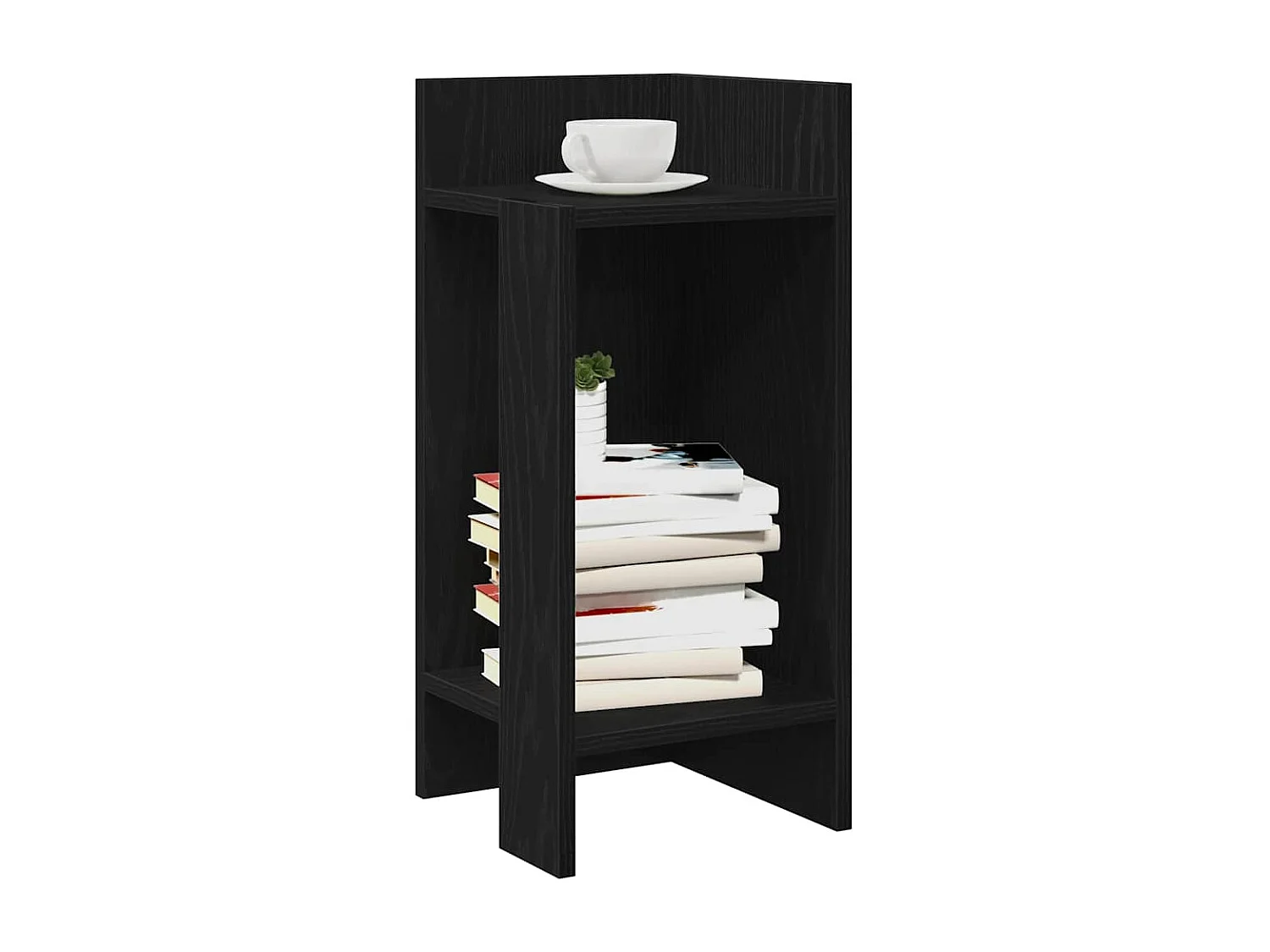 Table d'appoint avec étagère noir 25,5x27x60 cm