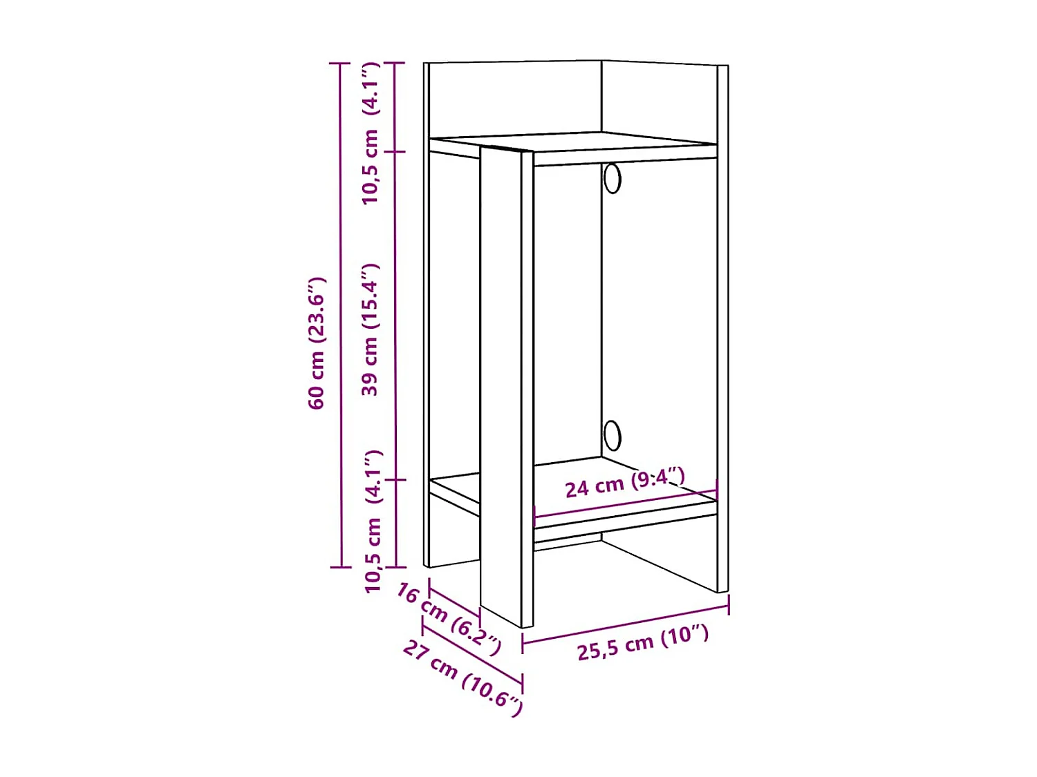 Beistelltisch mit Ablage Betongrau 25,5x27x60 cm