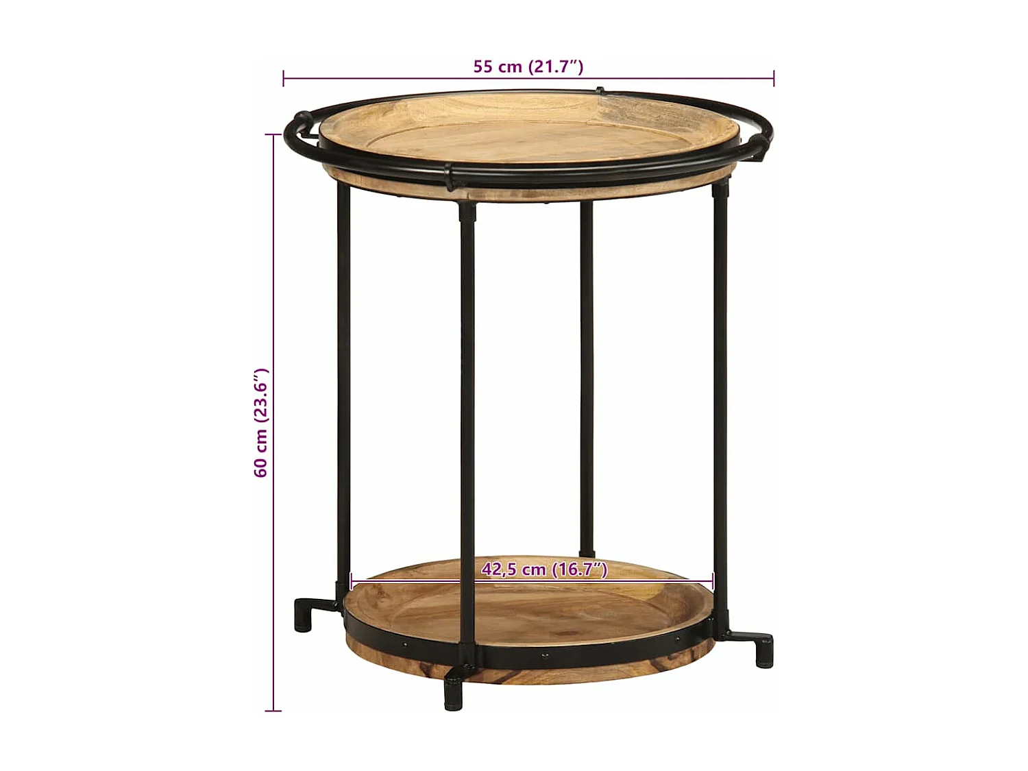 Beistelltisch Ø55x60 cm Massivholz Mango