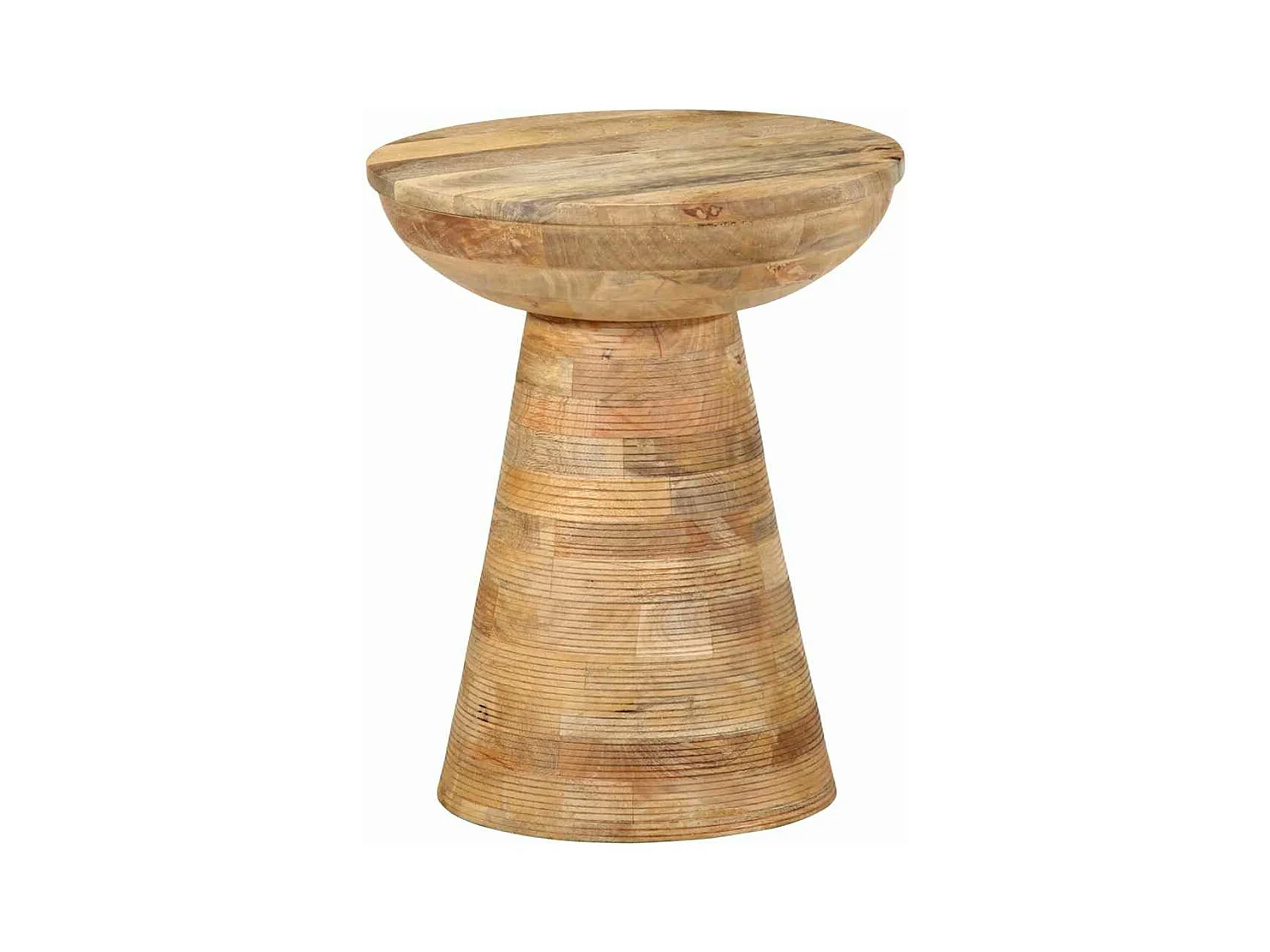 Tavolino da Salotto Ø37x45 cm in Legno Massello di Mango