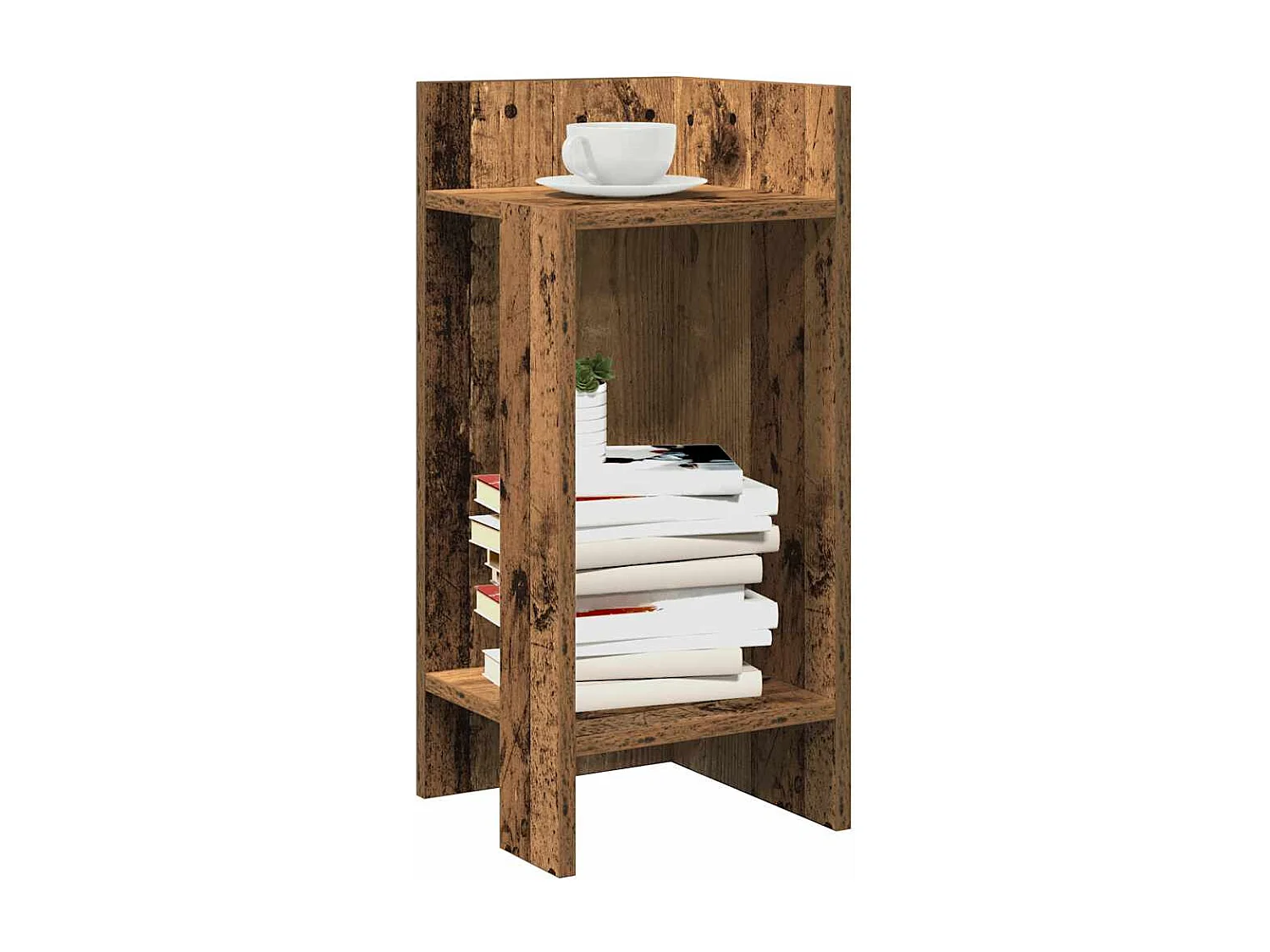 Table d'appoint avec étagère vieux bois 25,5x27x60 cm
