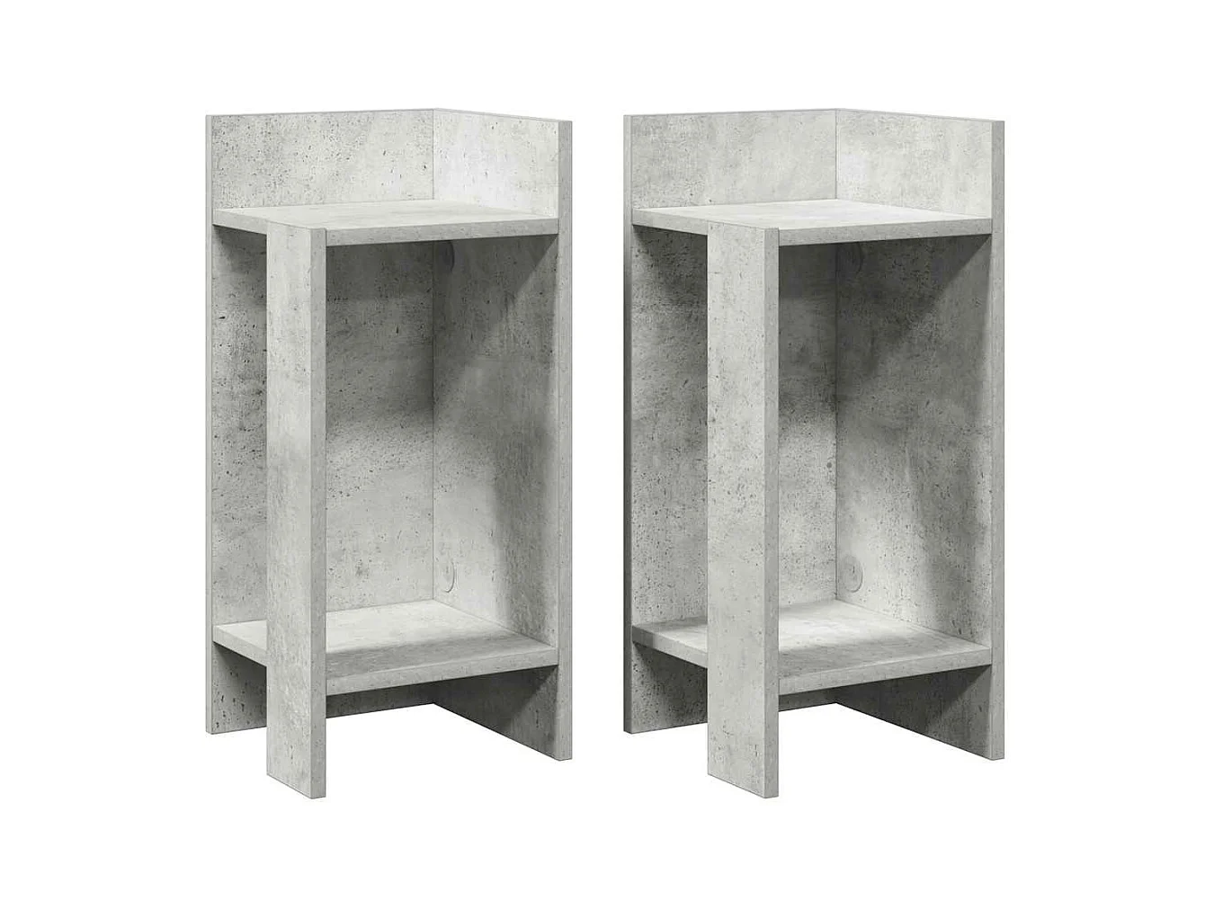 Tables d'appoint 2 pcs avec étagère gris béton 25,5x27x60 cm