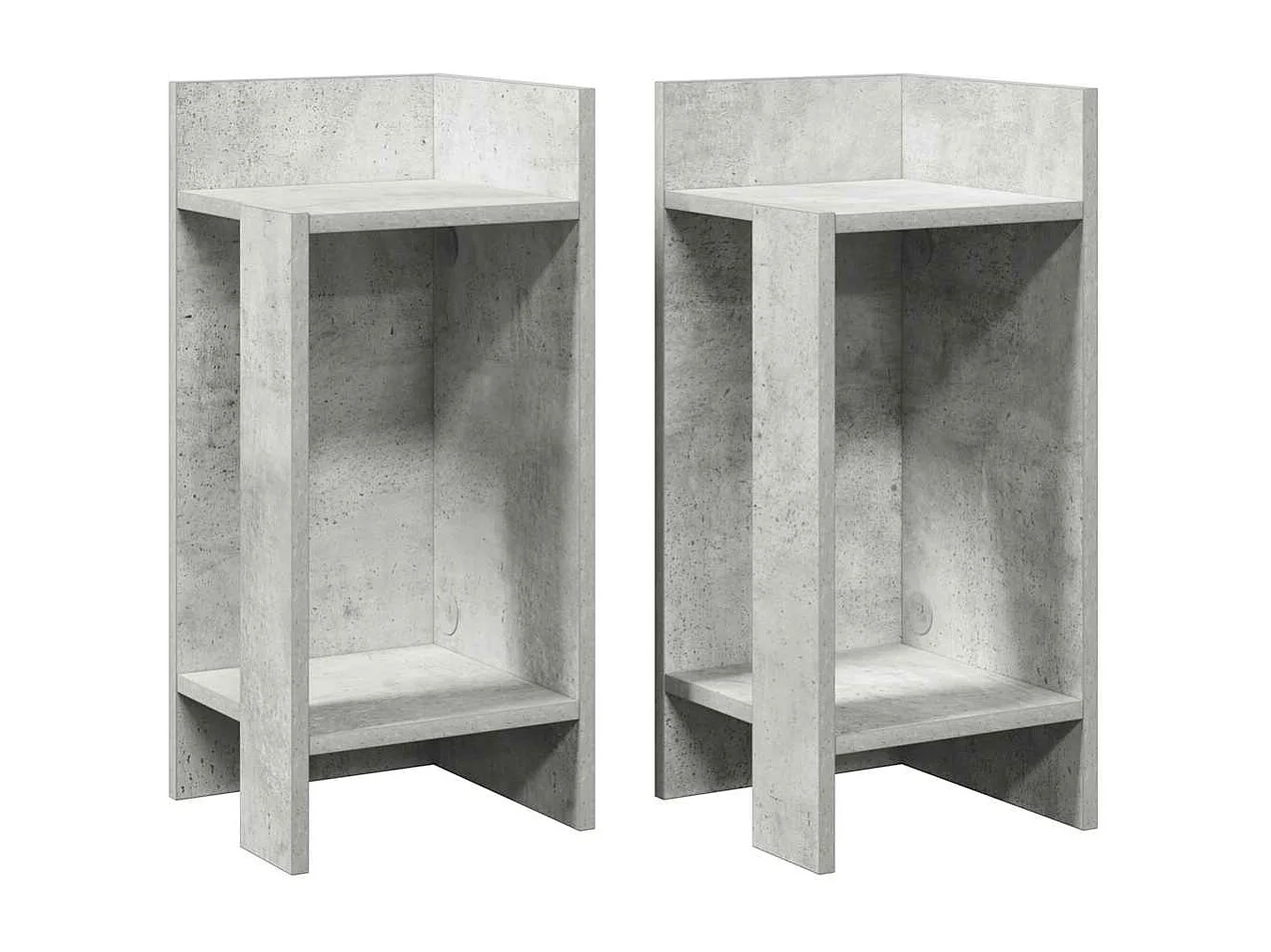 Tables d'appoint 2 pcs avec étagère gris béton 25,5x27x60 cm