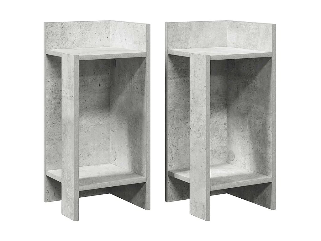 Bijzettafels 2 st met plank 25,5x27x60 cm betongrijs