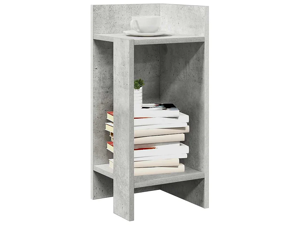 Bijzettafels 2 st met plank 25,5x27x60 cm betongrijs