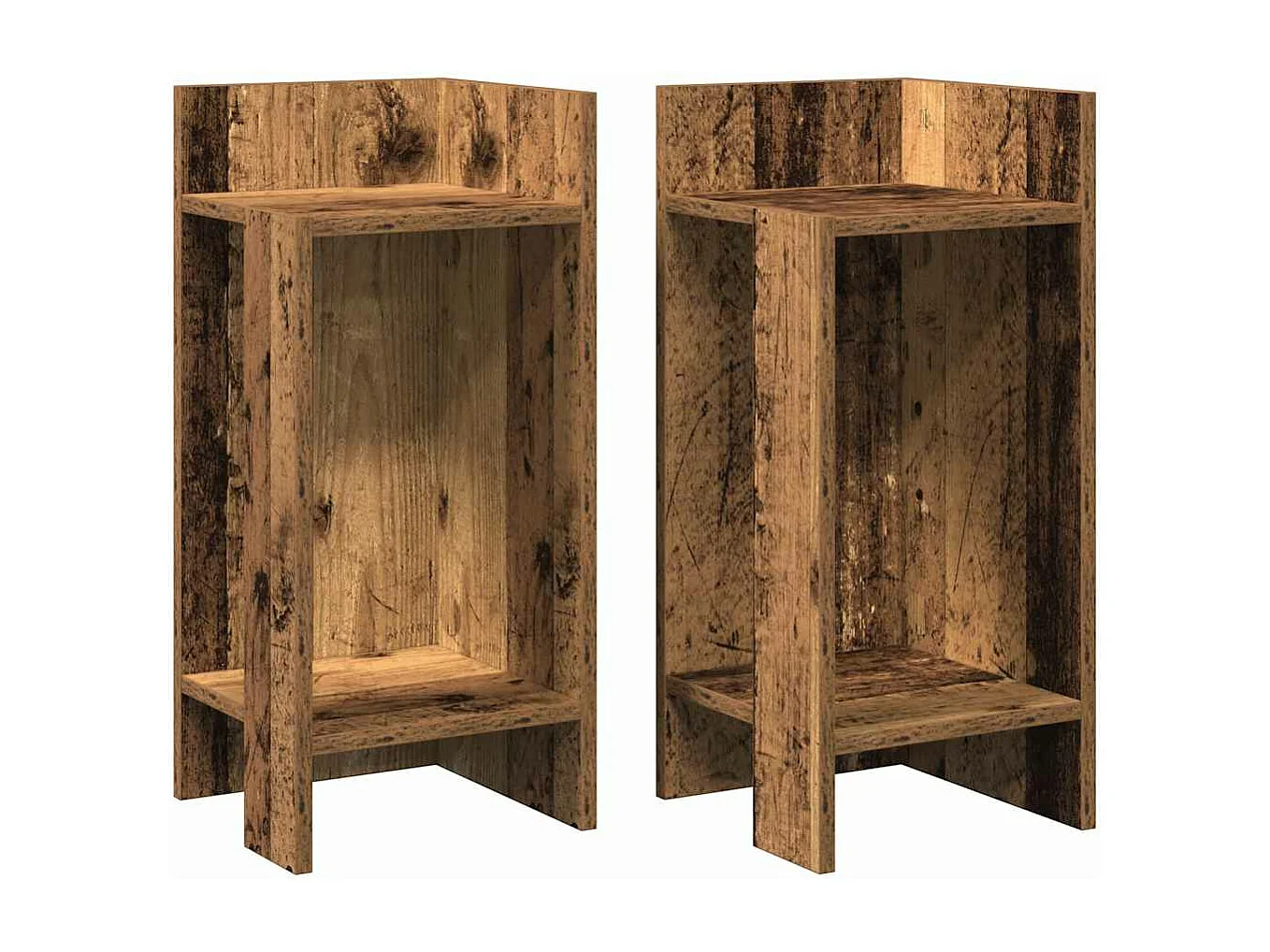 Mesas laterais 2 pcs c/ prateleira 110x50x103cm madeira velha