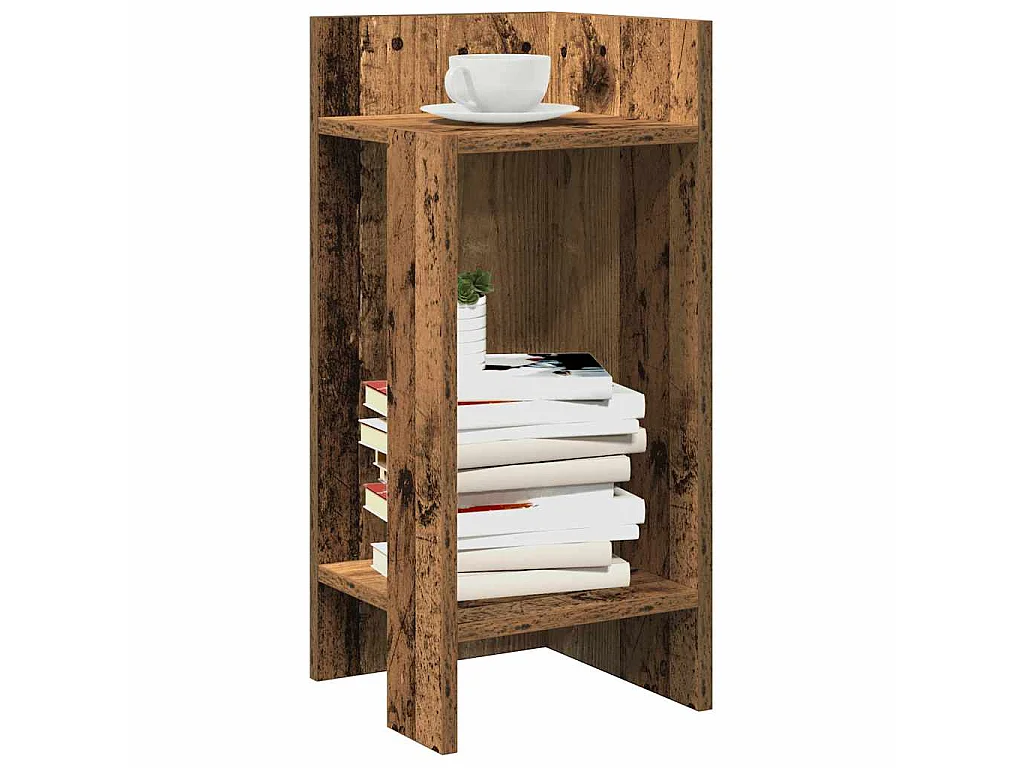 Tables d'appoint 2 pcs avec étagère vieux bois 25,5x27x60 cm