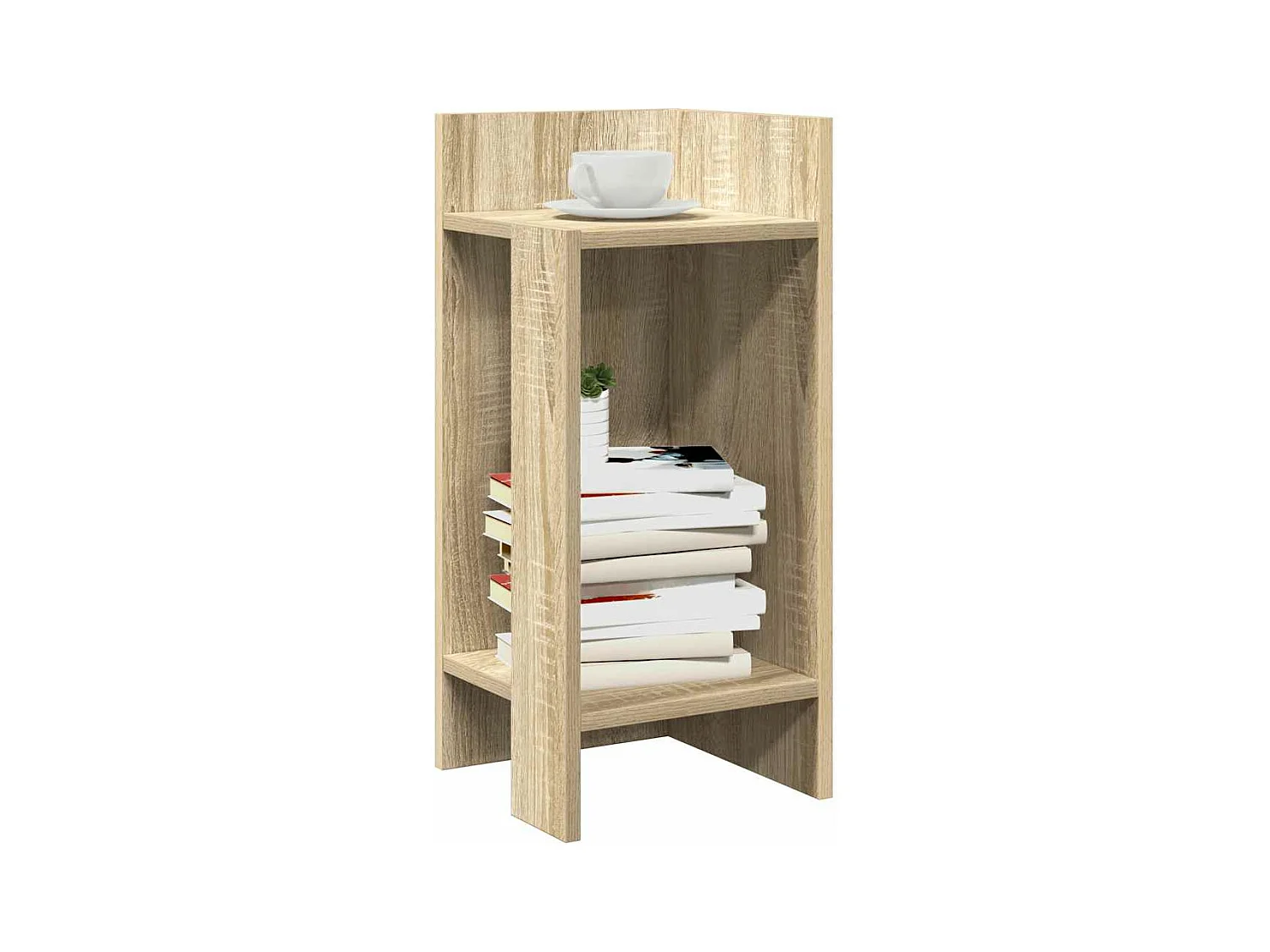 Bijzettafeltje met plank 25,5x27x60 cm sonoma eikenkleurig