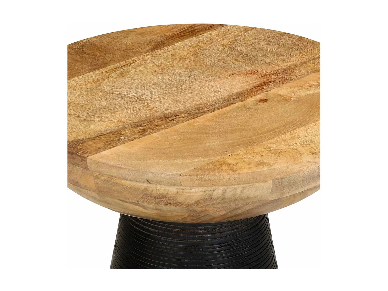 Tavolino da Salotto Nero Ø37x45 cm in Legno Massello di Mango