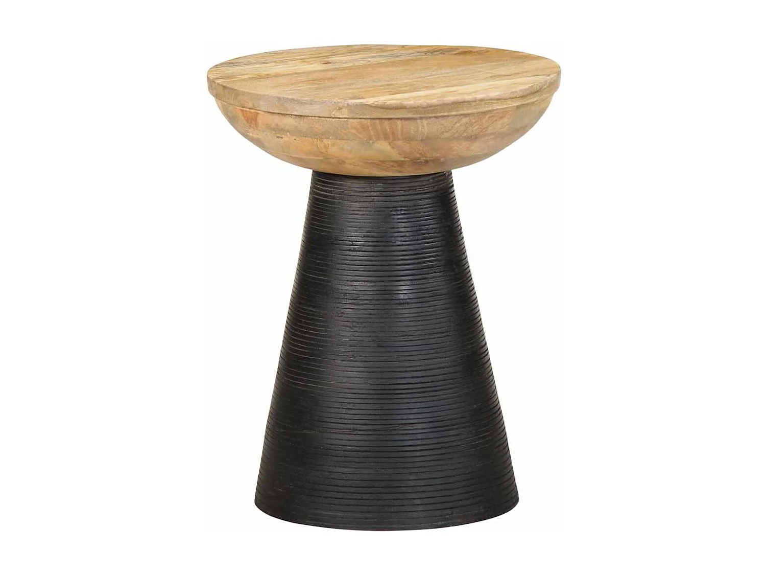 Tavolino da Salotto Nero Ø37x45 cm in Legno Massello di Mango