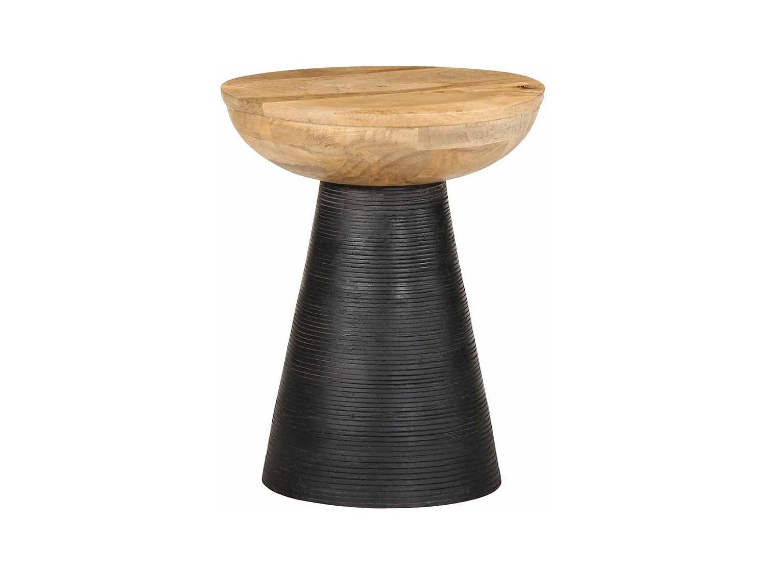 Table d'appoint noir Ø37x45 cm bois de manguier massif