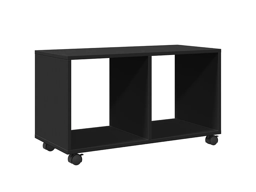 Armoire à roulettes noir 72x33x42,5 cm bois d'ingénierie