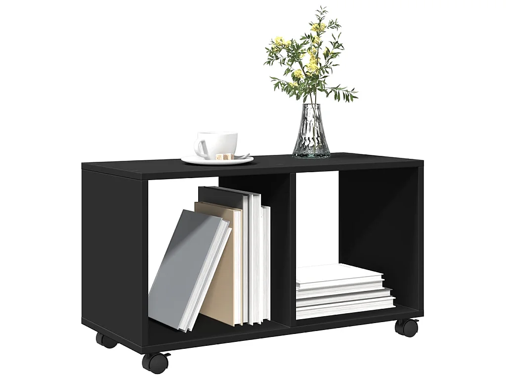 Armoire à roulettes noir 72x33x42,5 cm bois d'ingénierie