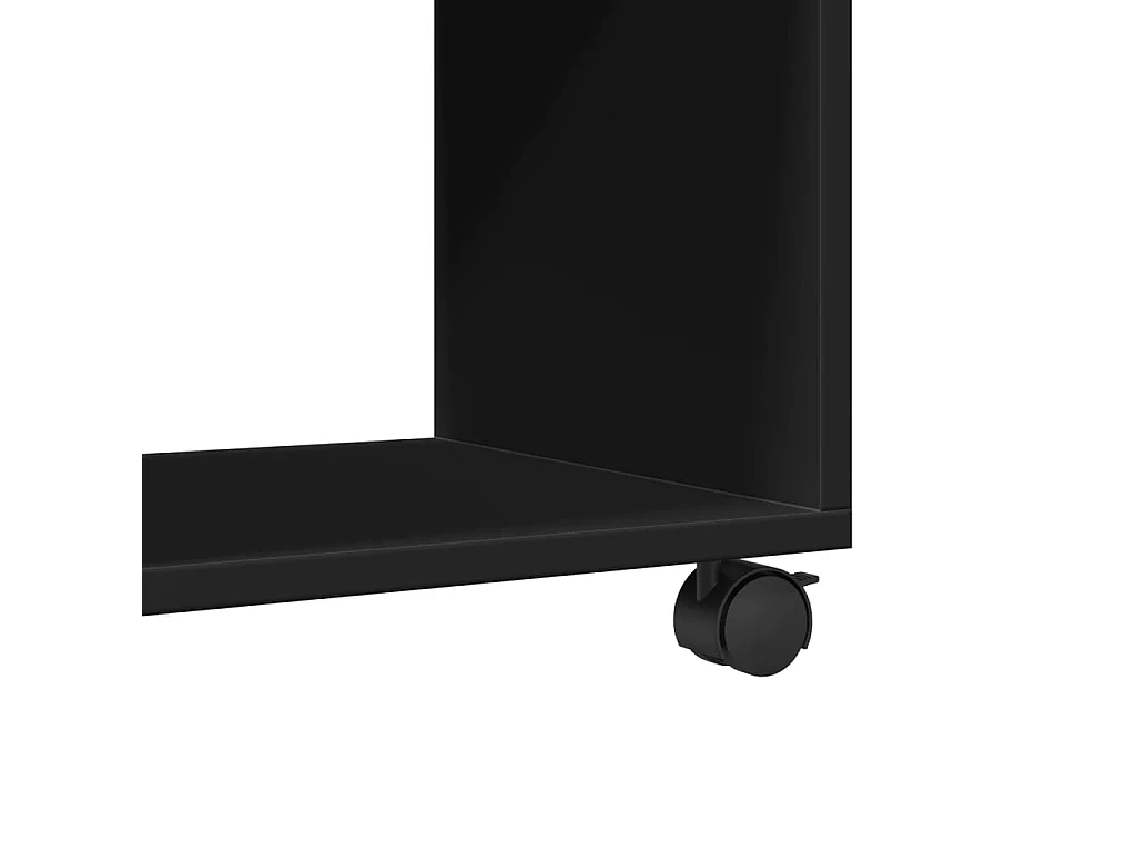 Armoire à roulettes noir 72x33x42,5 cm bois d'ingénierie
