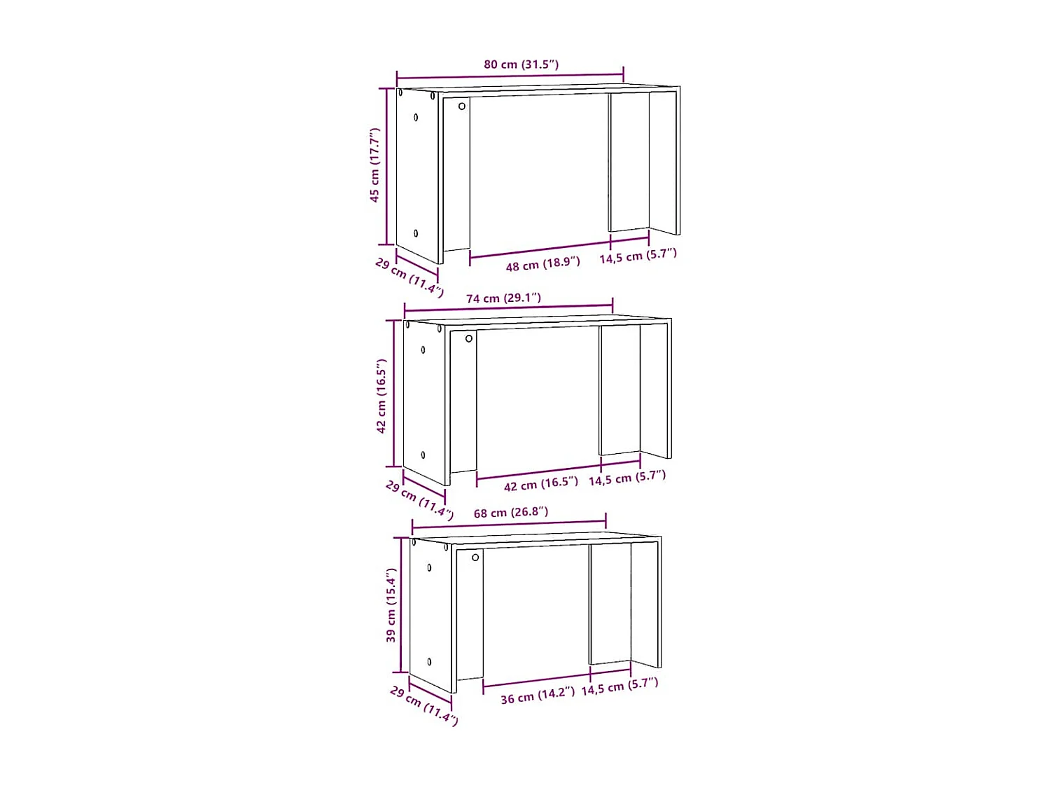 Tables gigognes 3 pcs chêne sonoma bois d'ingénierie
