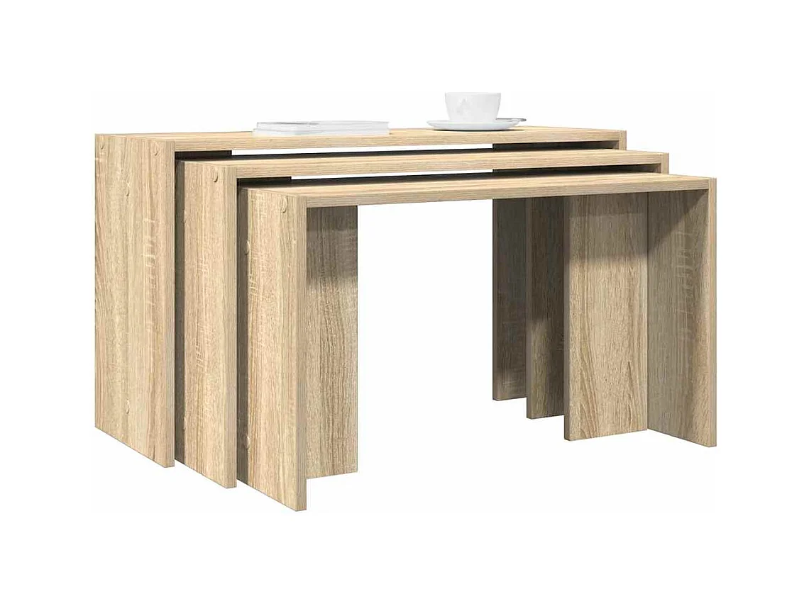 Tables gigognes 3 pcs chêne sonoma bois d'ingénierie