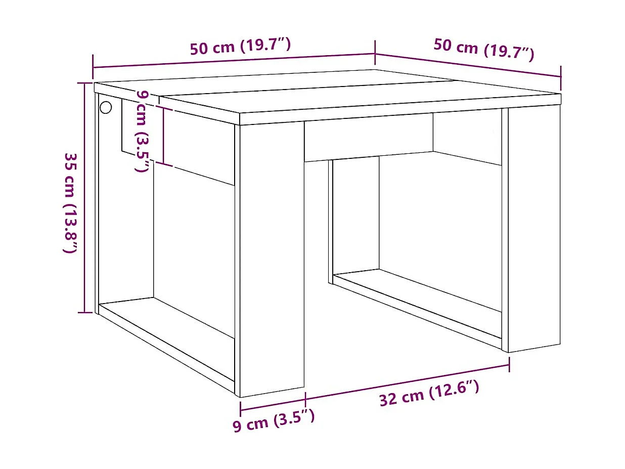 Mesa auxiliar de madera de ingeniería roble artisan 50x50x35 cm