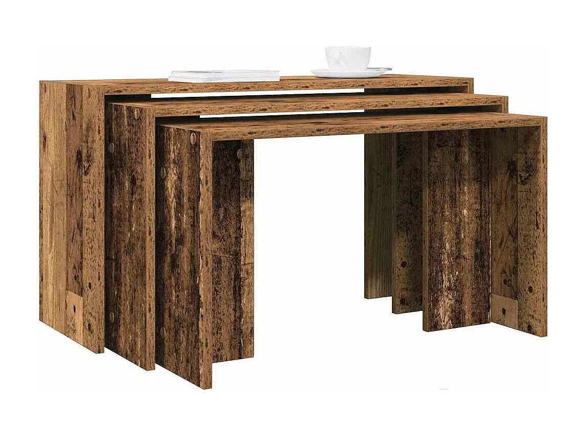 Tables gigognes 3 pcs vieux bois bois d'ingénierie