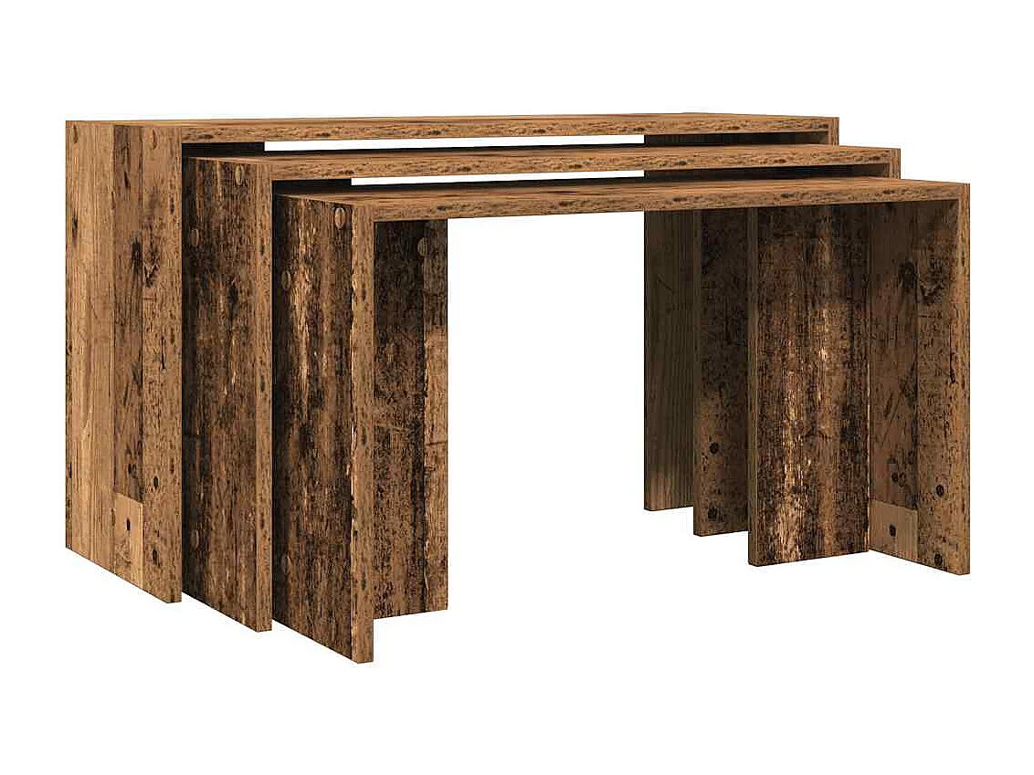 Tables gigognes 3 pcs vieux bois bois d'ingénierie